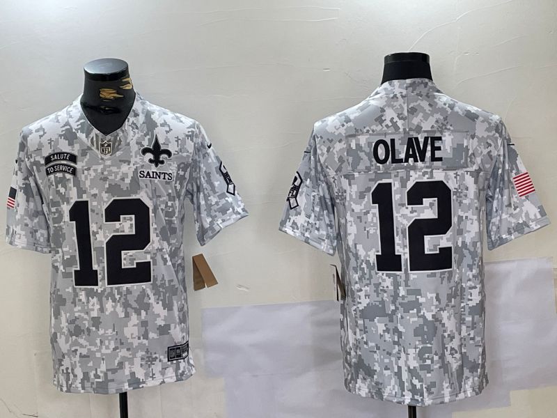Men New Orleans Saints #12 Olave Nike Arctic Camo 2024 Salute to Service Limited NFL Jersey->new orleans saints->NFL Jersey